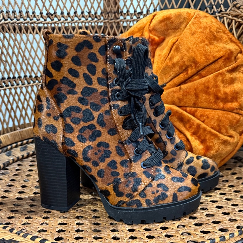 Express Leopard Lace-Up Boots